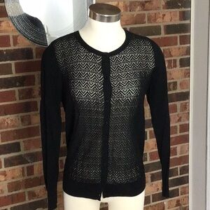 Beautiful LOFT black delicate knitted button front cardigan size medium